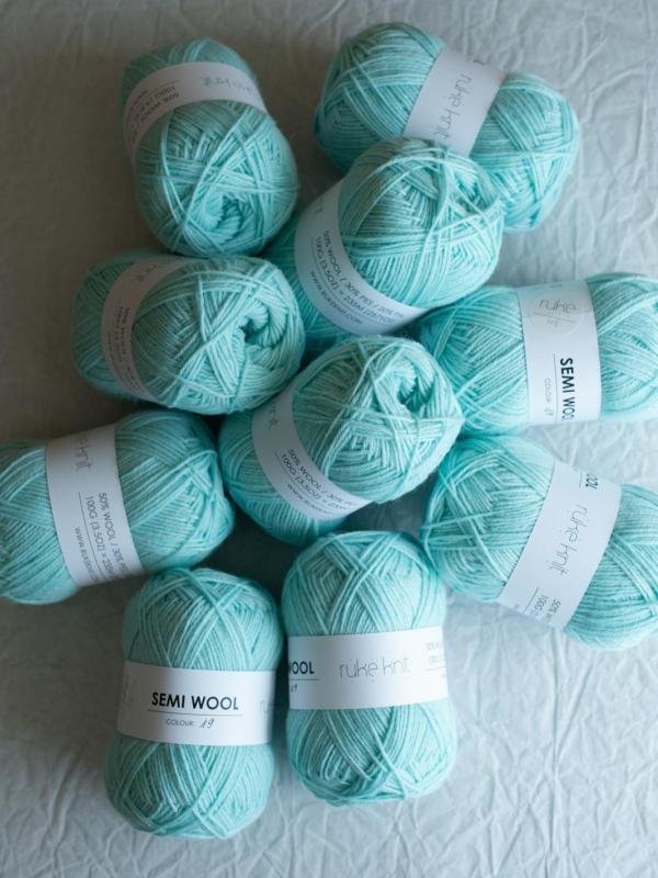 Ruke knit Semi-Wool yarn - Ice mint (19), 100g
