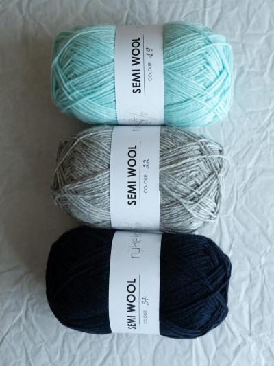 Ruke knit Semi-Wool yarn - Ice mint (19), 100g