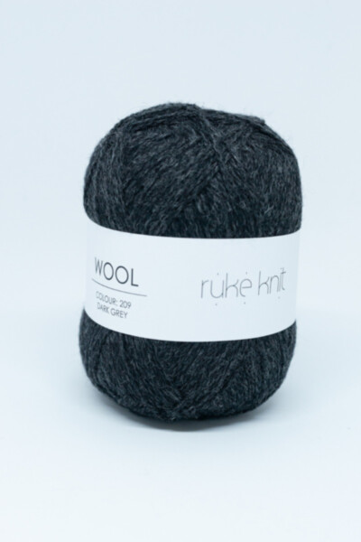 Ruke knit Wool yarn - Anthracite colour (209), 100g