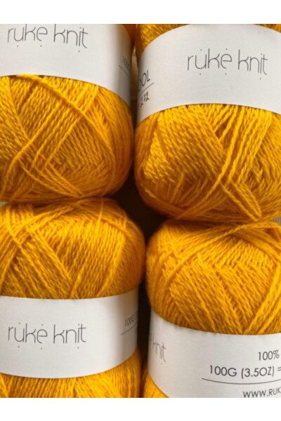 Ruke knit Wool yarn - Yellow orange (272), 100g